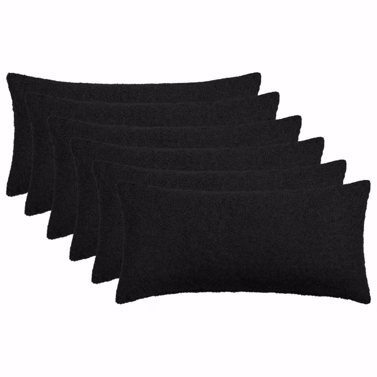 Set di 6 federe vidaXL HEERLEN in tessuto bouclé nero, L 70 cm x P 40 cm