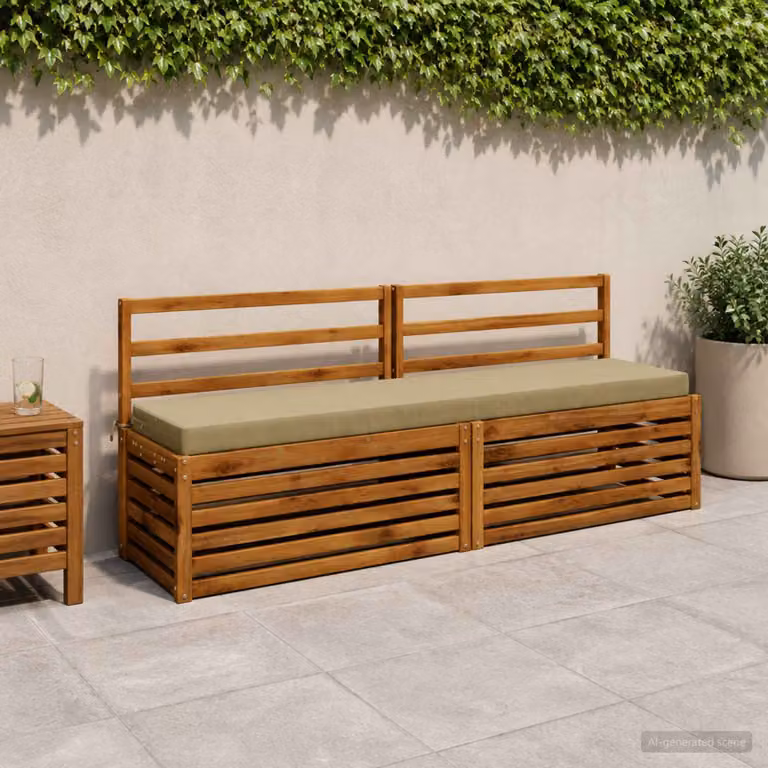 Set di 2 cuscini per panchina vidaXL in poliestere, modello moderno rettangolare, disponibili in verde o beige
