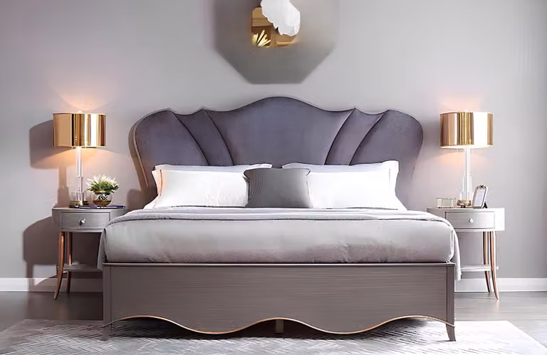 Chesterfield Hotel Doppel Stoff Bett Schlafzimmer Polster Luxus Betten 180x200cm