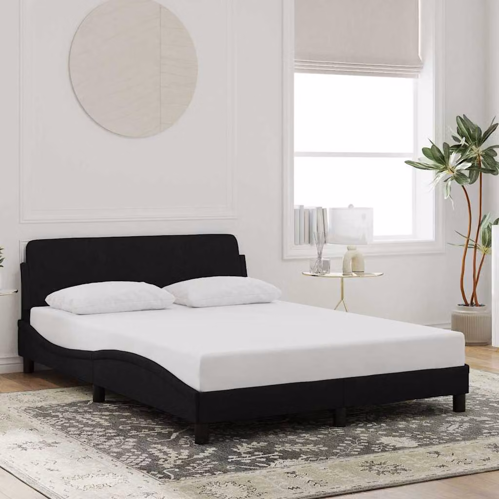 Giroletto vidaXL Dover in Velluto Nero L: 140 cm, P: 200 cm, H: 145 cm