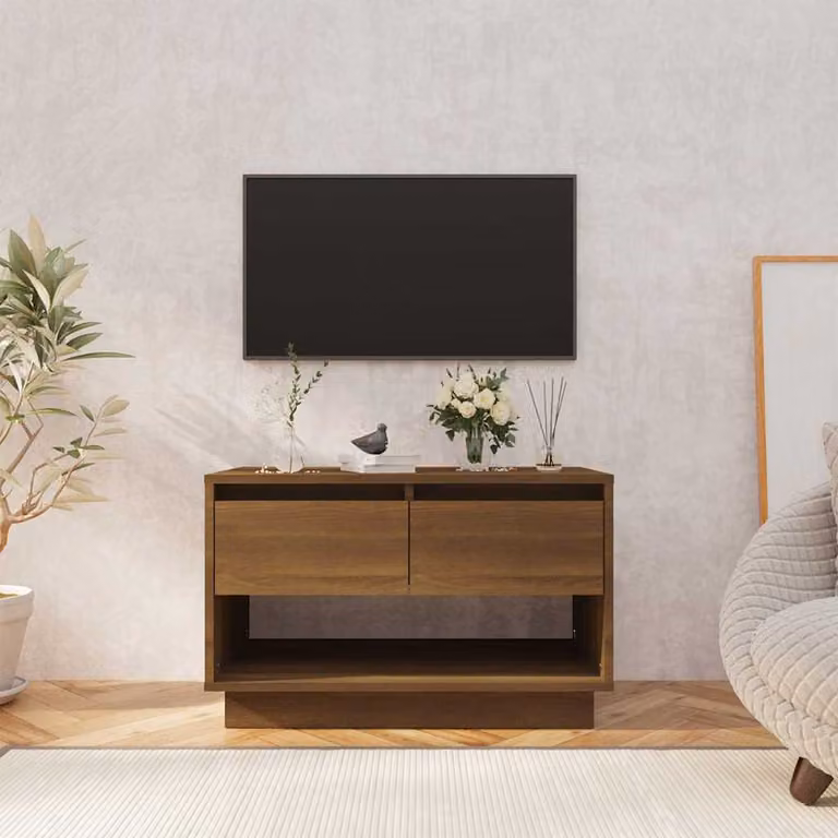 Mobile TV vidaXL in Rovere Marrone con Ruote, L 70 cm x P 41 cm x H 44 cm