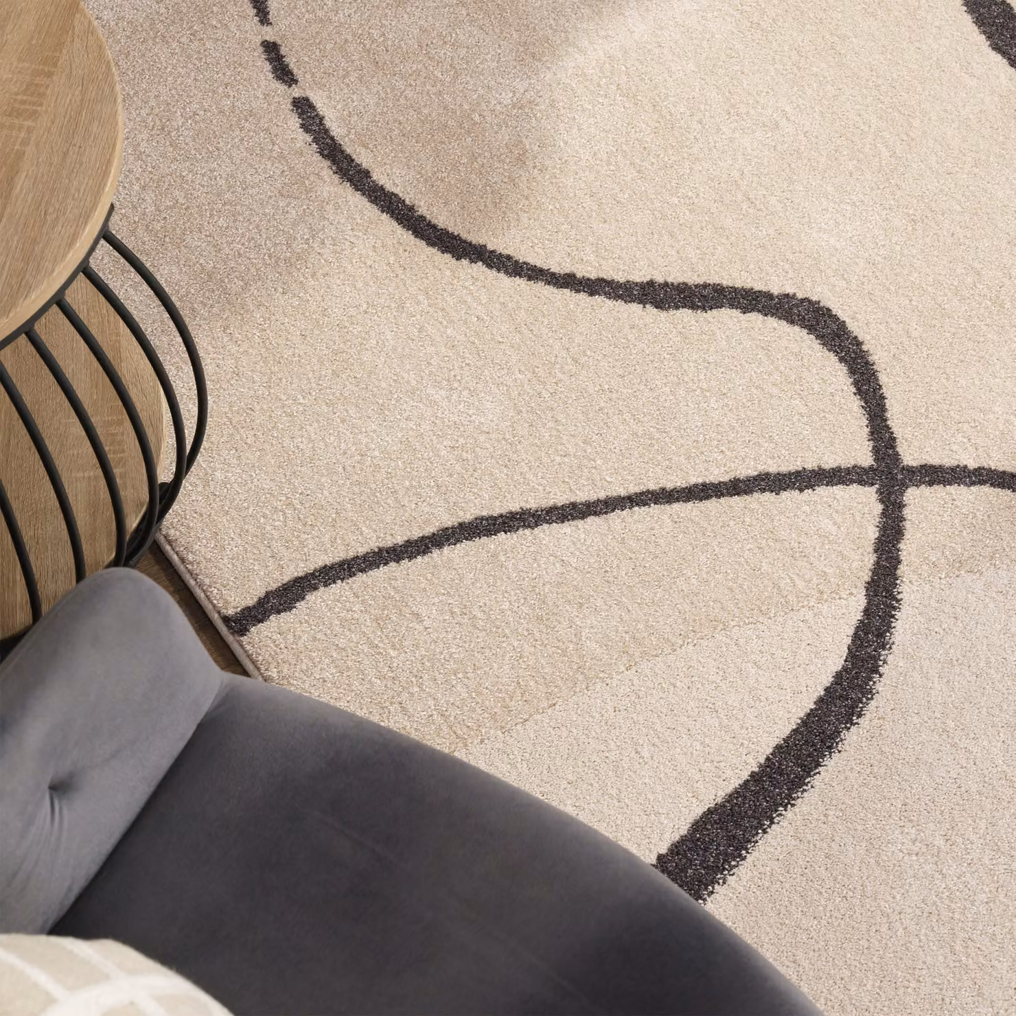 Tappeto Balsa beige con design moderno e astratto, L: 80 cm x P: 150 cm – 2