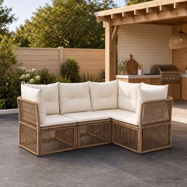 Maison Exclusive - Set da giardino composto da 4 pezzi, divano in rattan sintetico beige