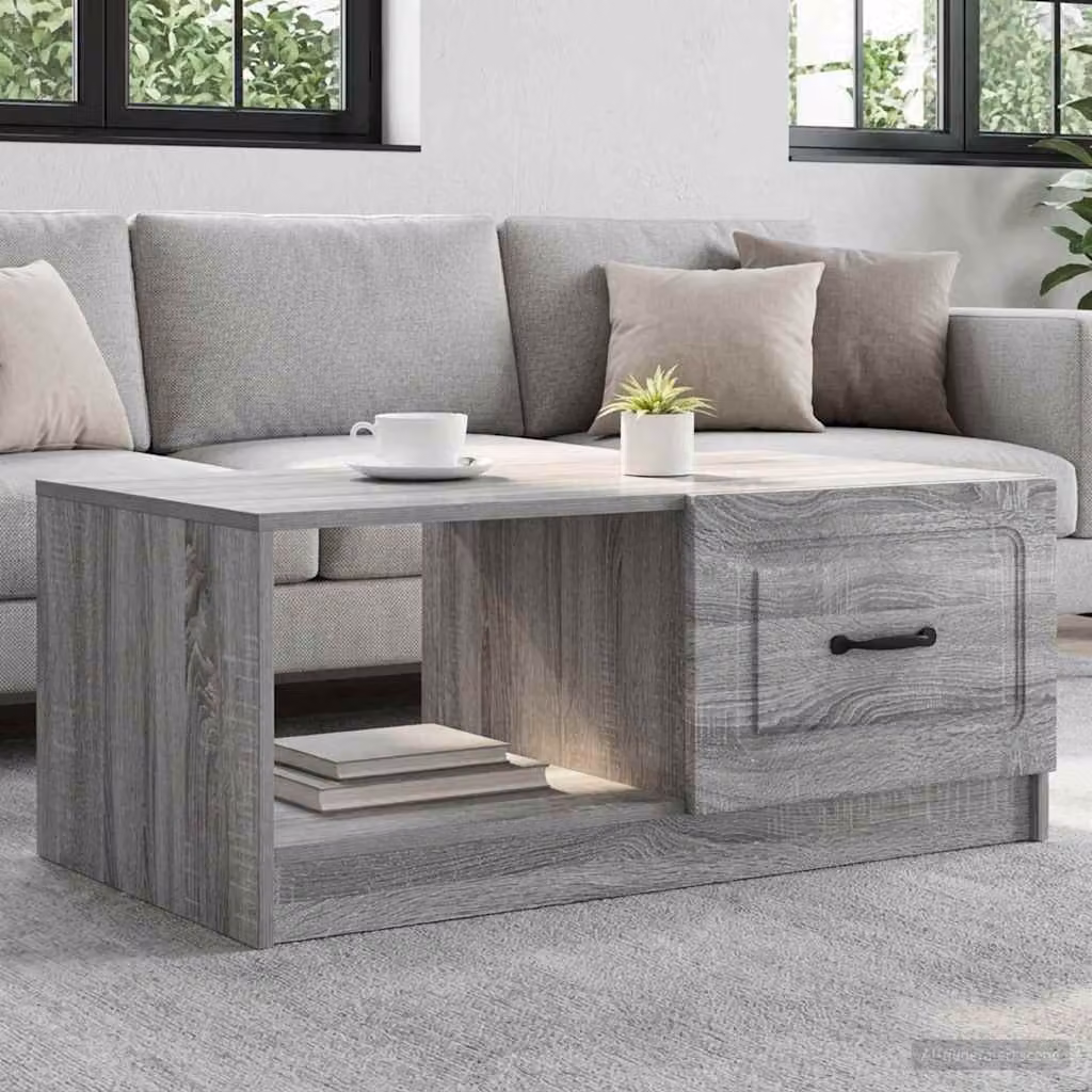 vidaXL Tavolino da salotto moderno rettangolare Grigio L: 90 cm, P: 50 cm, H: 37 cm