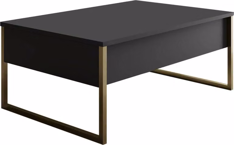 Tavolo da salotto Canis, tavolo basso da salotto, mensola da caffè, tavolino per divano, 90x60h40 cm, antracite e oro