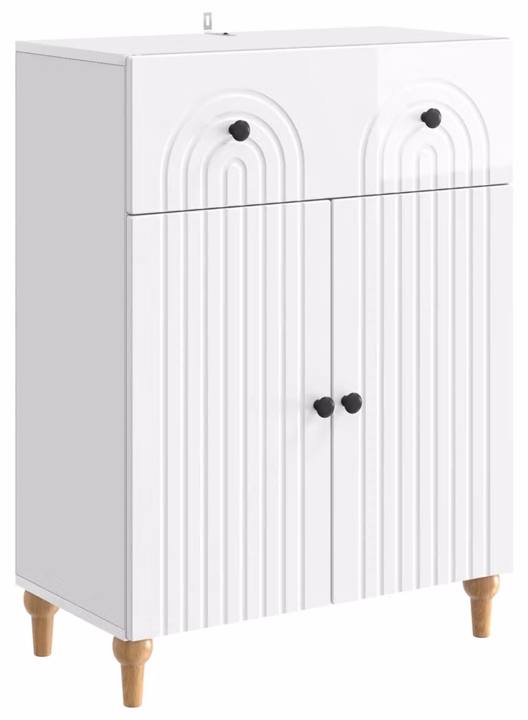 Credenza Bianco Lucido 66 x 34,5 x 90 cm Legno ingegnerizzato