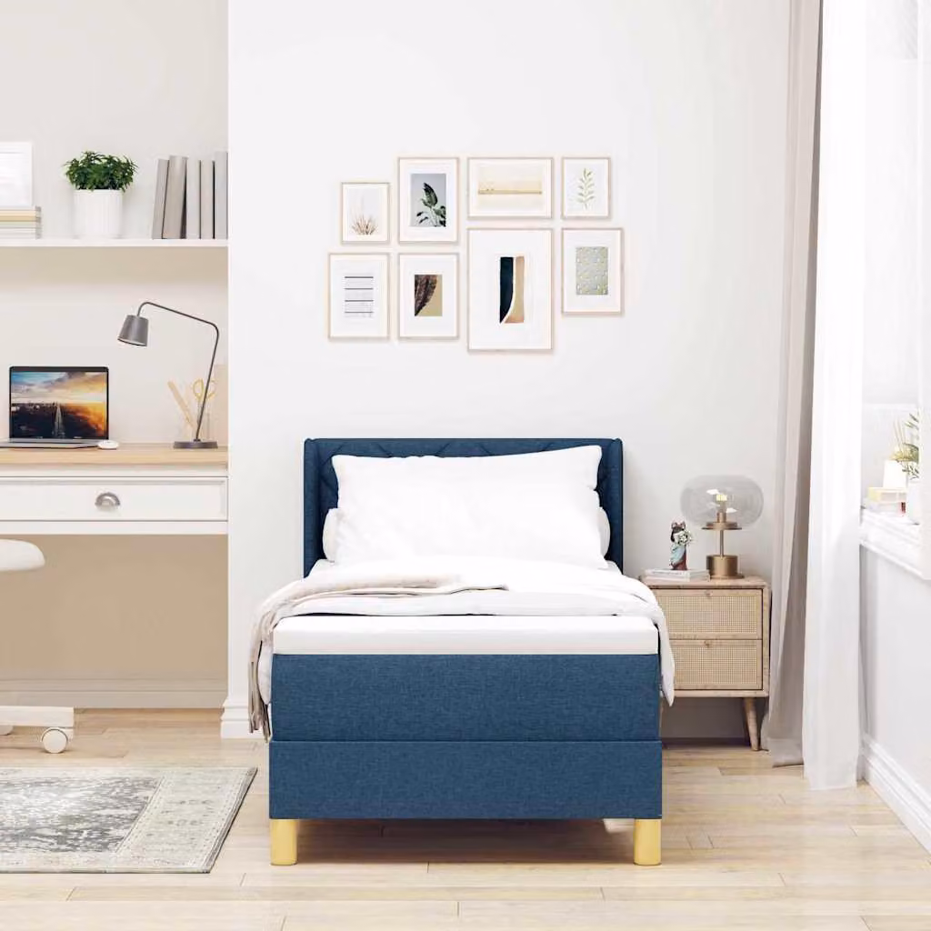 Maison Exclusive - Letto boxspring con testiera blu 200 x 80 cm in tessuto