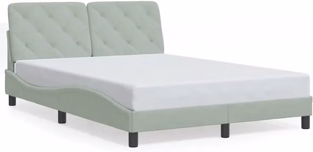 Letto matrimoniale | Letto per adulti | Giroletto senza Materasso Grigio Chiaro 140x190 cm Velluto