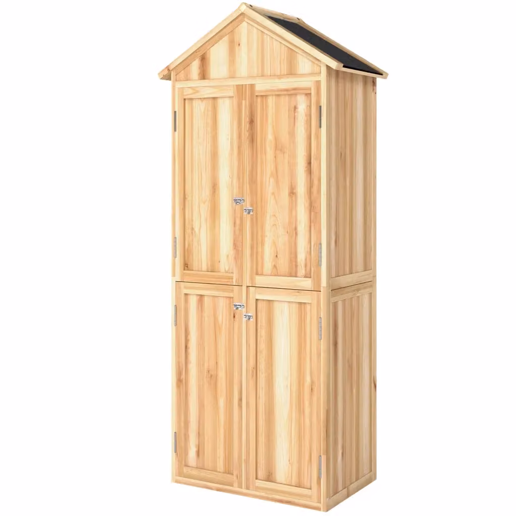 Armadio da esterno per attrezzi da giardino DESIGN IN in legno e metallo marrone con ripiani interni e ante a battente L/P/H: 190 x 82 x 50 cm – 2
