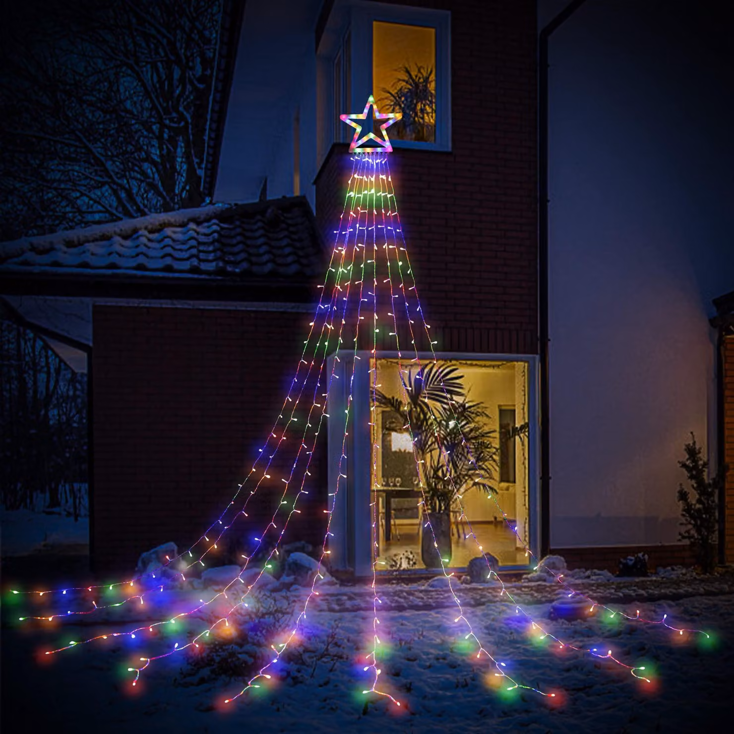 Catena luminosa a LED, 320 LED, 9 x 3,35 metri, multicolore, grado di protezione IP44, 8 modalità, timer
