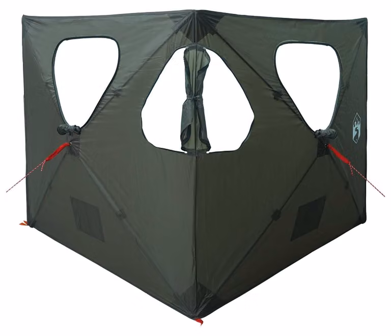 Tenda da campeggio mimetica con tetto verde, dimensioni 145 x 145 x 150 cm