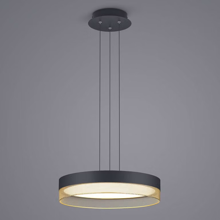HELL Lampada a sospensione Mesh LED, Ø 45 cm, nero/oro Mesh, dimmerabile, Nero, Soggiorno / Sala da pranzo, Metallo, Moderno