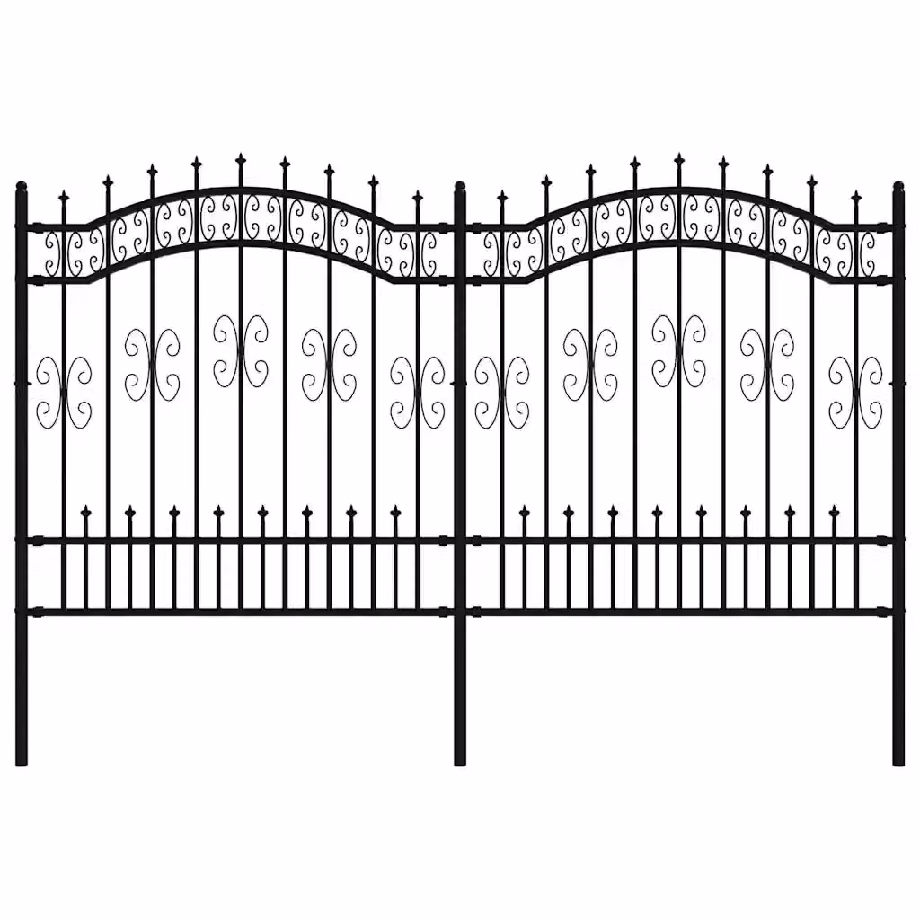 Recinzione da giardino vidaXL in acciaio con punta a lancia nera, L: 240 cm, H: 125 cm – 2
