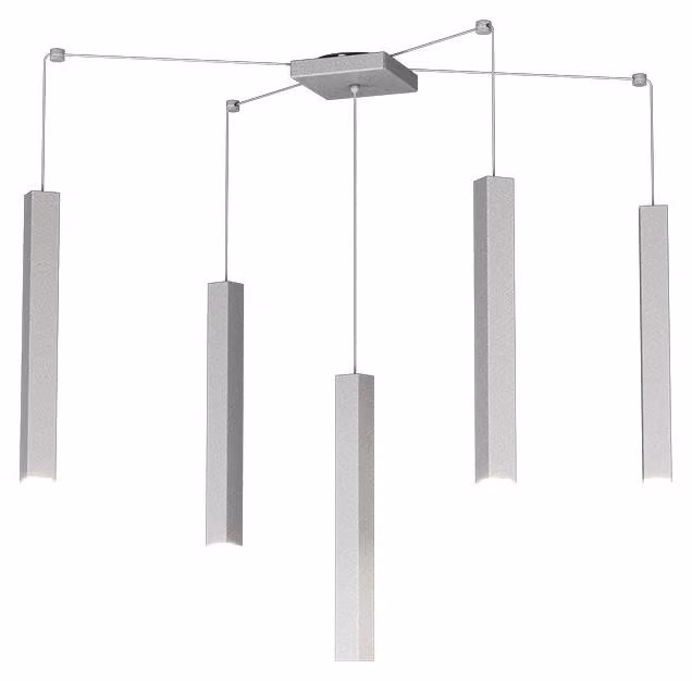 Sospensione Moderna Square Tube Metallo Grigio 5 Luci Gu10
