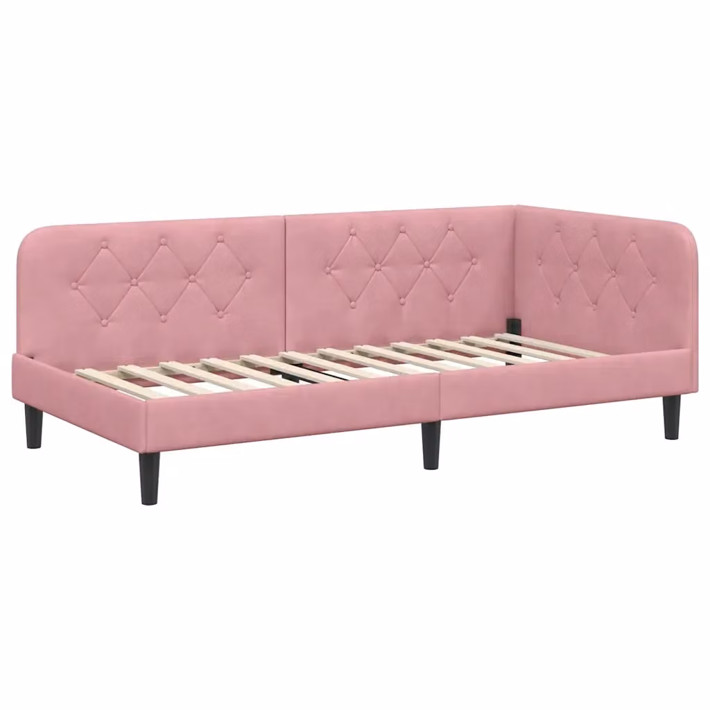 Cornice del letto ad angolo vidaXL in velluto rosa, L 100 x P 200 cm – 2