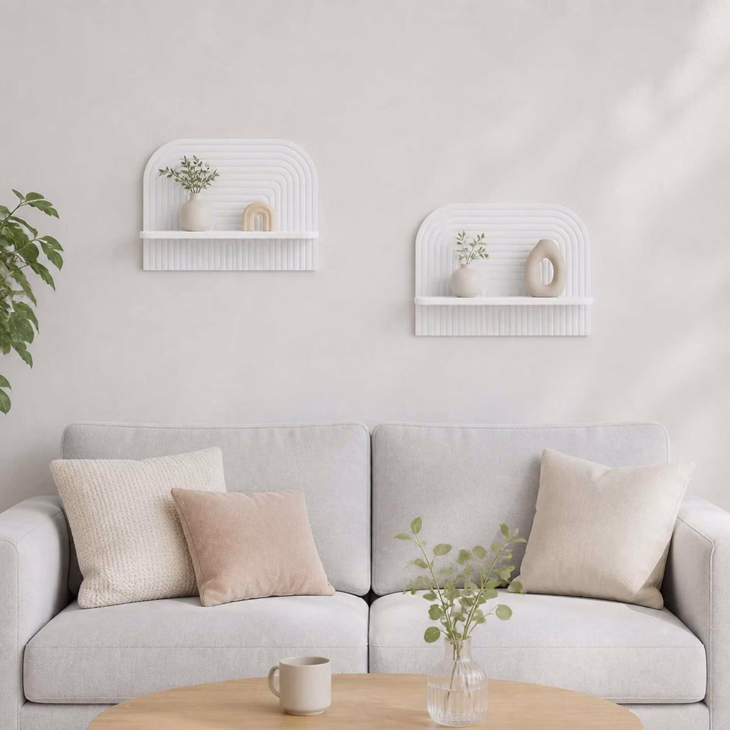 Set di 2 Scaffali da parete vidaXL in legno Bianco opaco L 60 cm x P 13,5 cm x H 37,5 cm