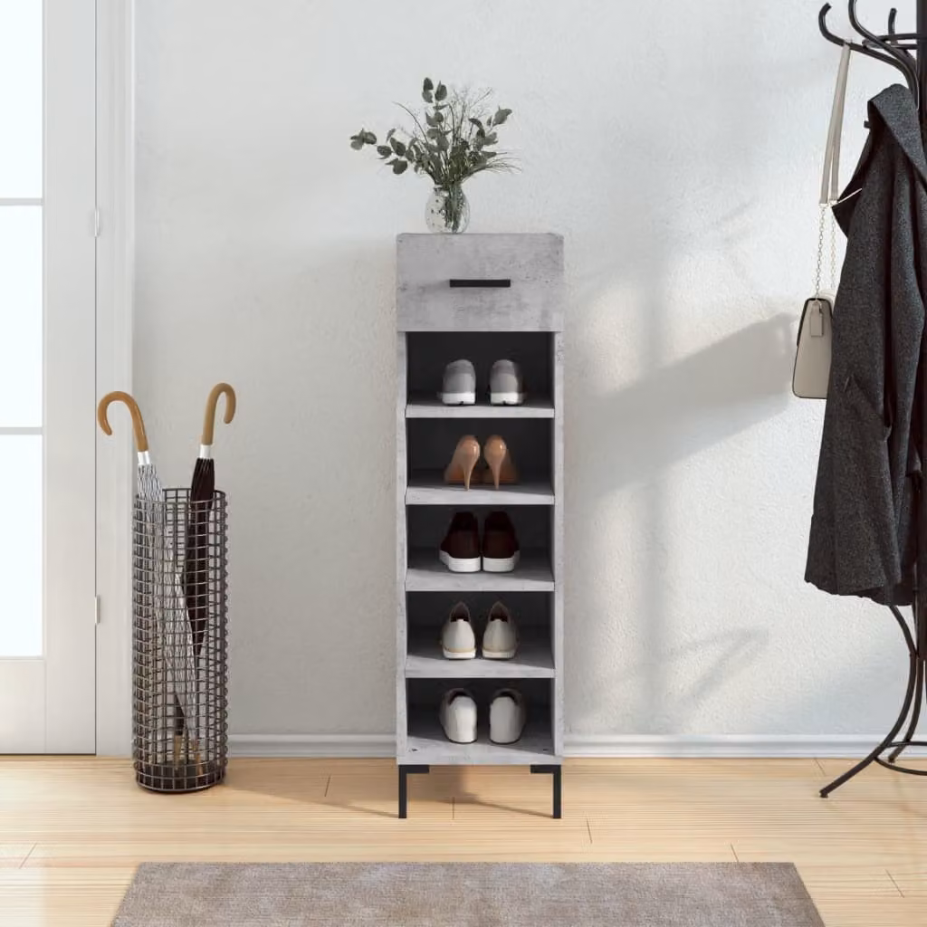 Scarpiera da parete vidaXL in stile industriale, Grigio, L: 30 cm, P: 35 cm, H: 105 cm