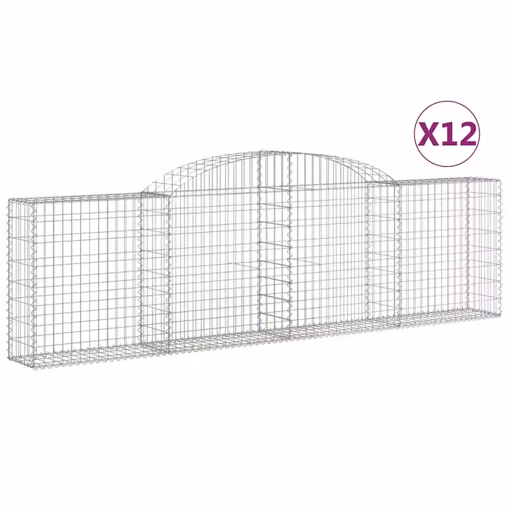Set di 12 Cesti Gabbioni ad Arco Videx in Acciaio Zincato Colore Argento L: 300 cm, P: 30 cm, H: 80/100 cm – 2