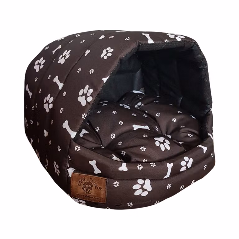 grotta per cani, cuccia per cani 34x40x39cm - osso marrone