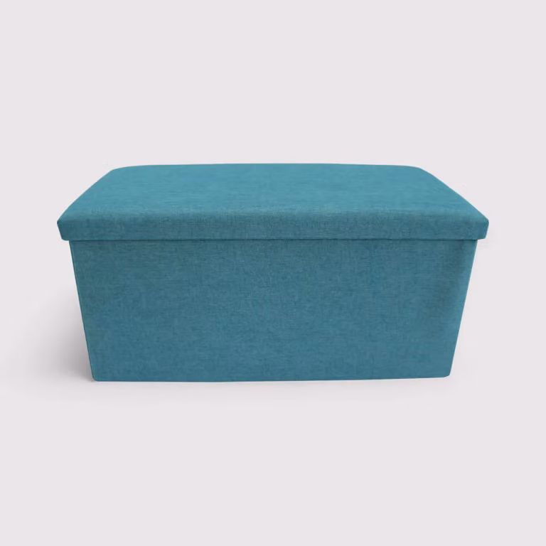 Eringio - Pouf portaoggetti rettangolare azzurro turchese