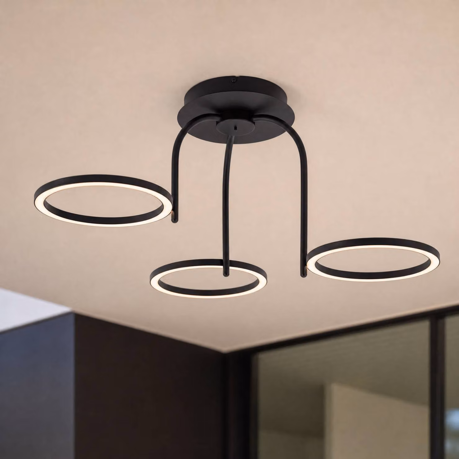 Plafoniera LED da esterni Lucande Sylvara, nera, CCT, a 3 luci Sylvara Lucande, dimmerabile, Nero, Metallo, Design, Plafoniera