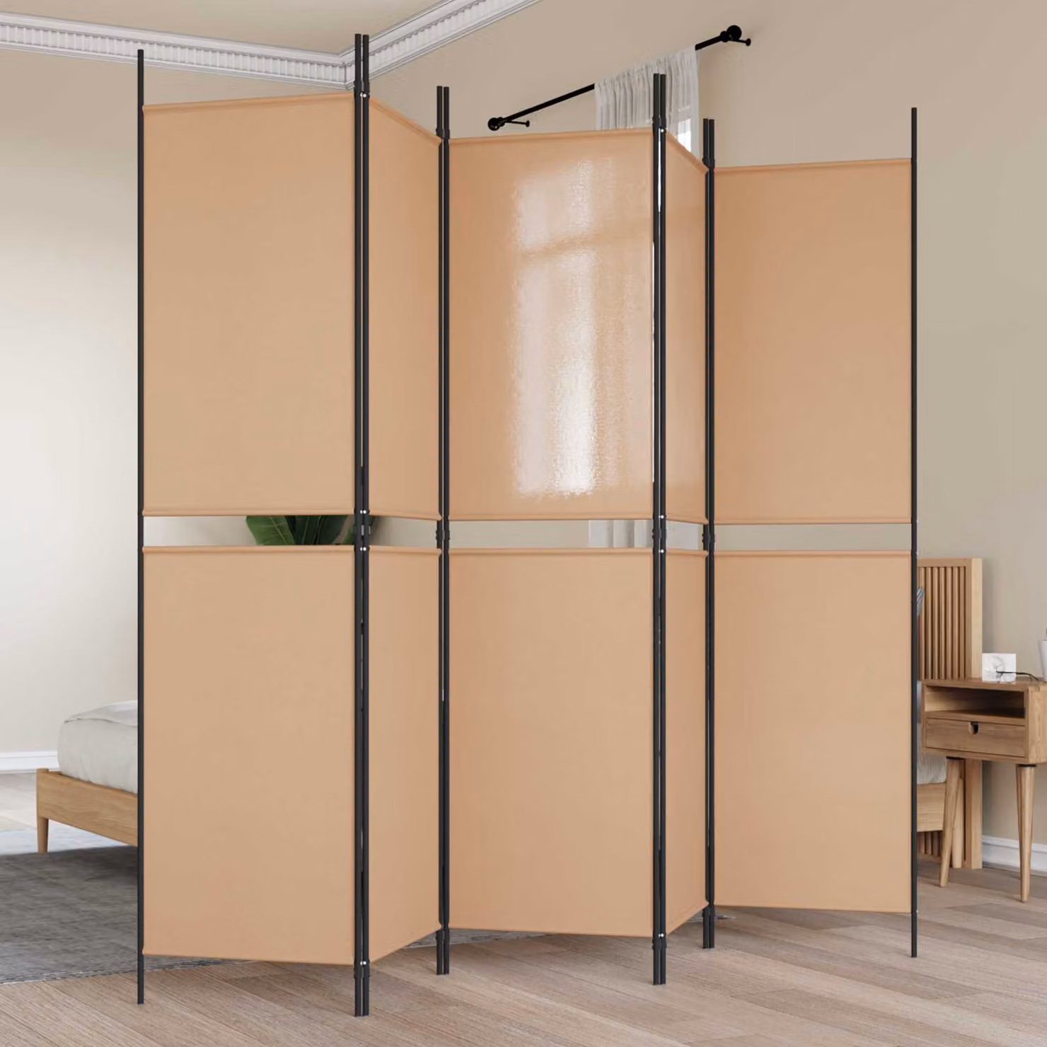 Pannello divisorio vidaXL a 5 parti in tessuto beige L 250 cm x H 200 cm