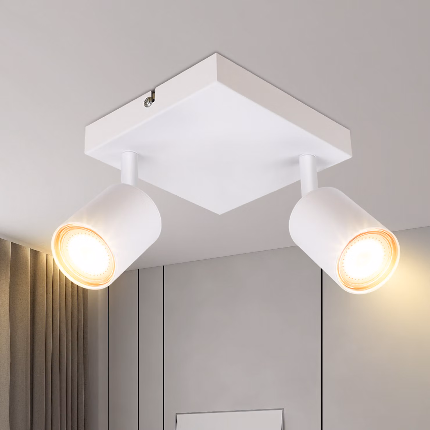 ZMH LED plafoniera bianca 2 fiamme GU10 faretto da soffitto corridoio metallo moderna lampada da corridoio330° faretto angolare orientabile senza lampadina