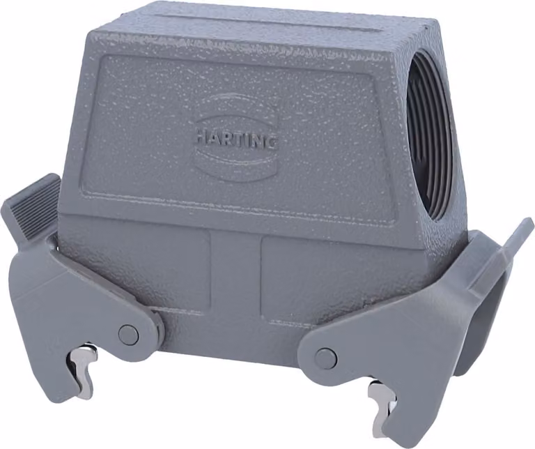 HARTING Han 16B Custodia tubolare alta, 1xM40 uscita cavo laterale, con 2 staffe trasversali Vite M40 Area di serraggio