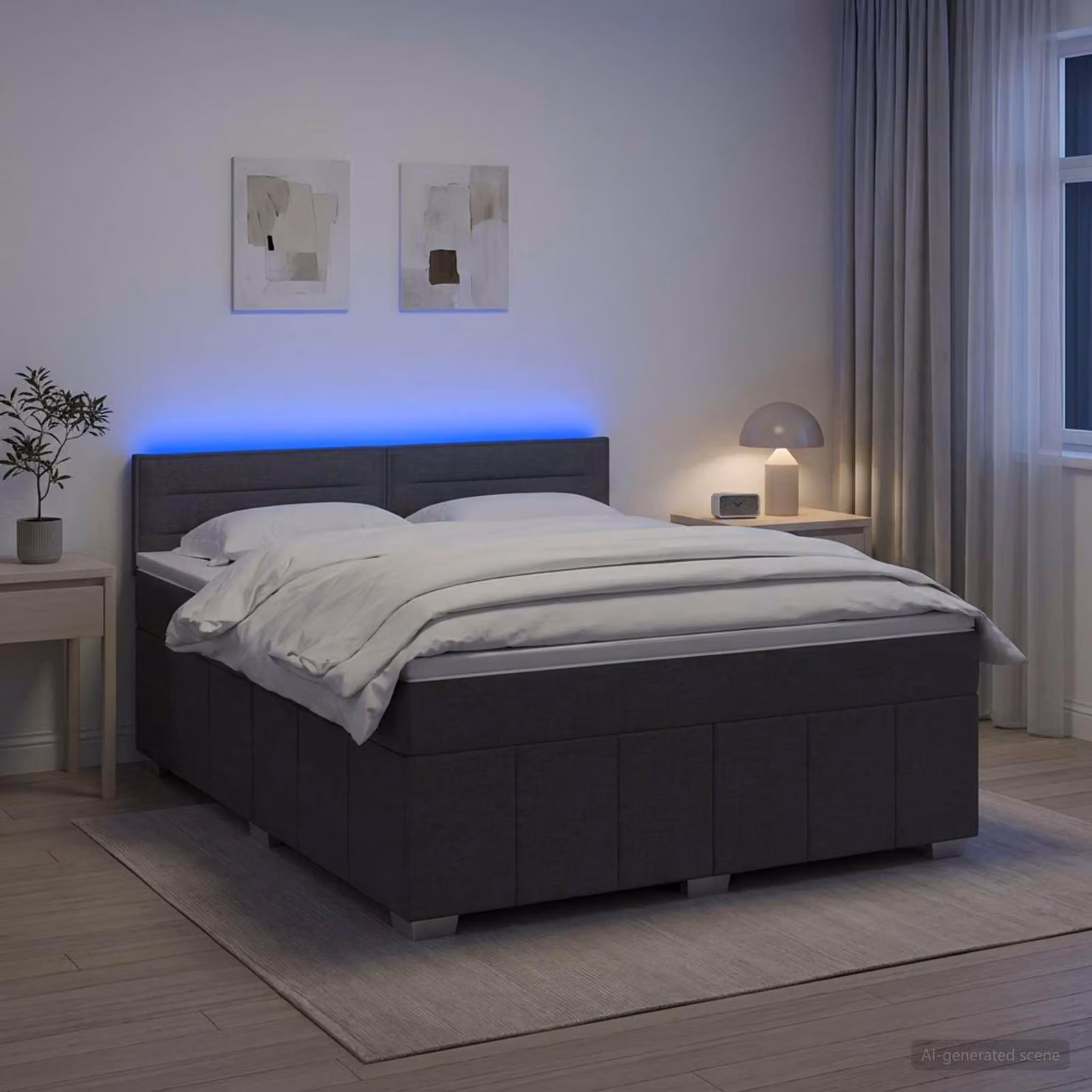 Maison Exclusive - Letto boxspring con materasso grigio scuro 140 x 190 cm Tessuto