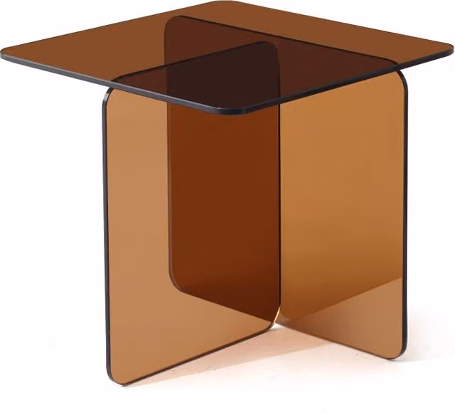 Tavolino laterale REDOM in vetro curvato marrone L/P/H: 45 x 45 x 51 cm – 1