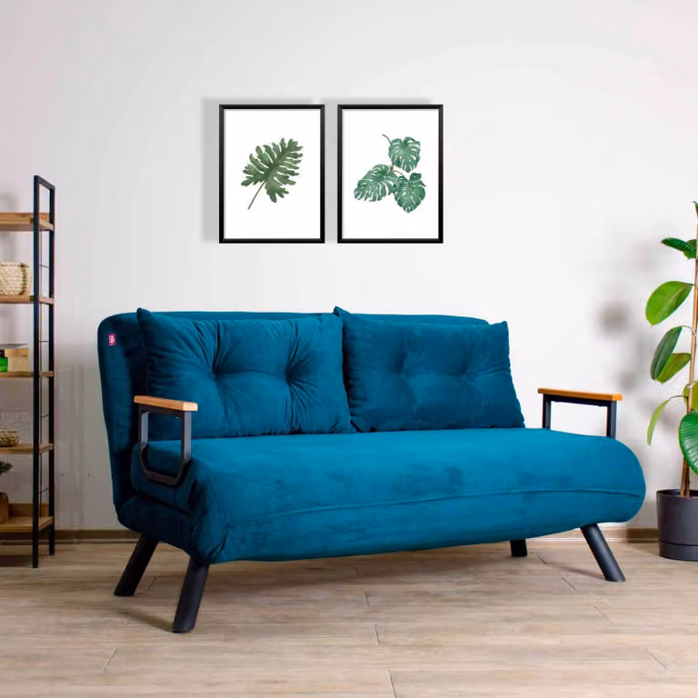 Hanah Home, Sando 2-Seater - Petrol Green, divano letto, divano letto 2 posti, verde petrolio, poliestere, 133 x 78 x 78 x cm