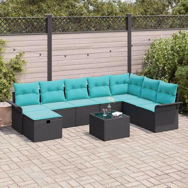 Maison Exclusive - Set di divani da giardino, 9 pezzi, in rattan sintetico