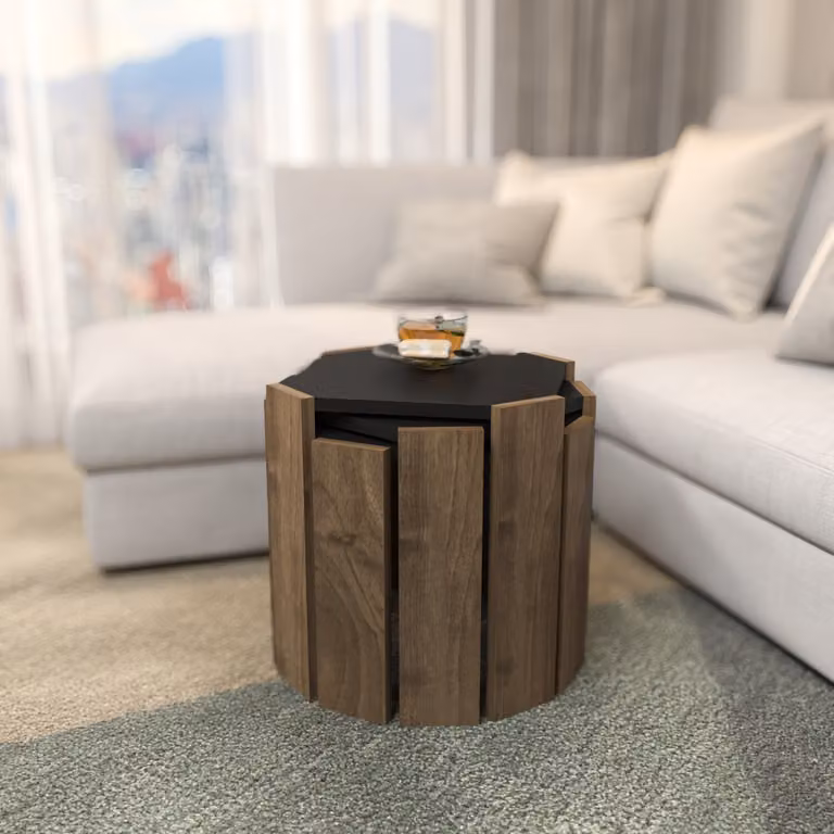 Skye Decor, Lori - Antracite, Noce, Tavolino, Antracite, 100% PANNELLI DI PARTICELLE RIVESTITI IN MELAMMINA, 44,5 x 44,5 x 41 cm