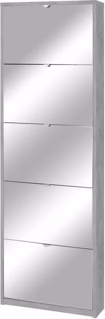 Scarpiera 5 Ante con Specchio 63x190x18 cm Cemento
