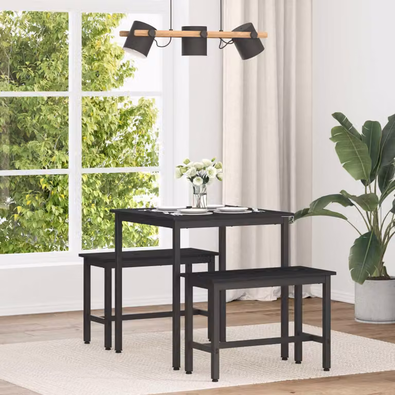 Maison Exclusive - Tavolo da pranzo, dimensioni 70 x 70 x 75 cm, materiale composito in legno, finitura nera effetto legno di quercia