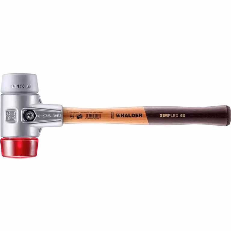 Mazza SIMPLEX soft-face con alloggiamento in alluminio e impugnatura in legno, Ø 60, TPE-mid / plastica
