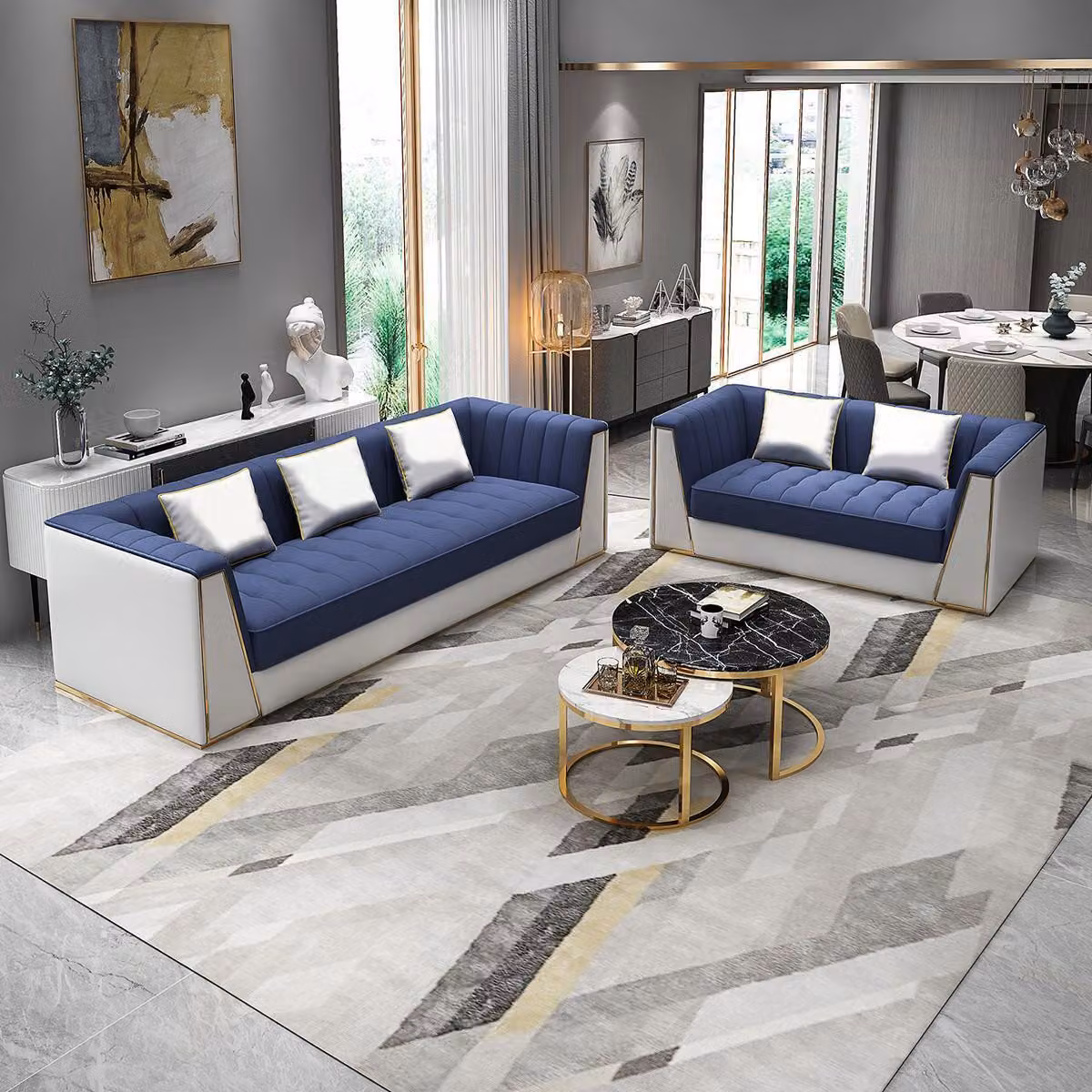 Chesterfield Wohnzimmer Couch Sofa Set Luxus Garnitur 3+2 Gruppe