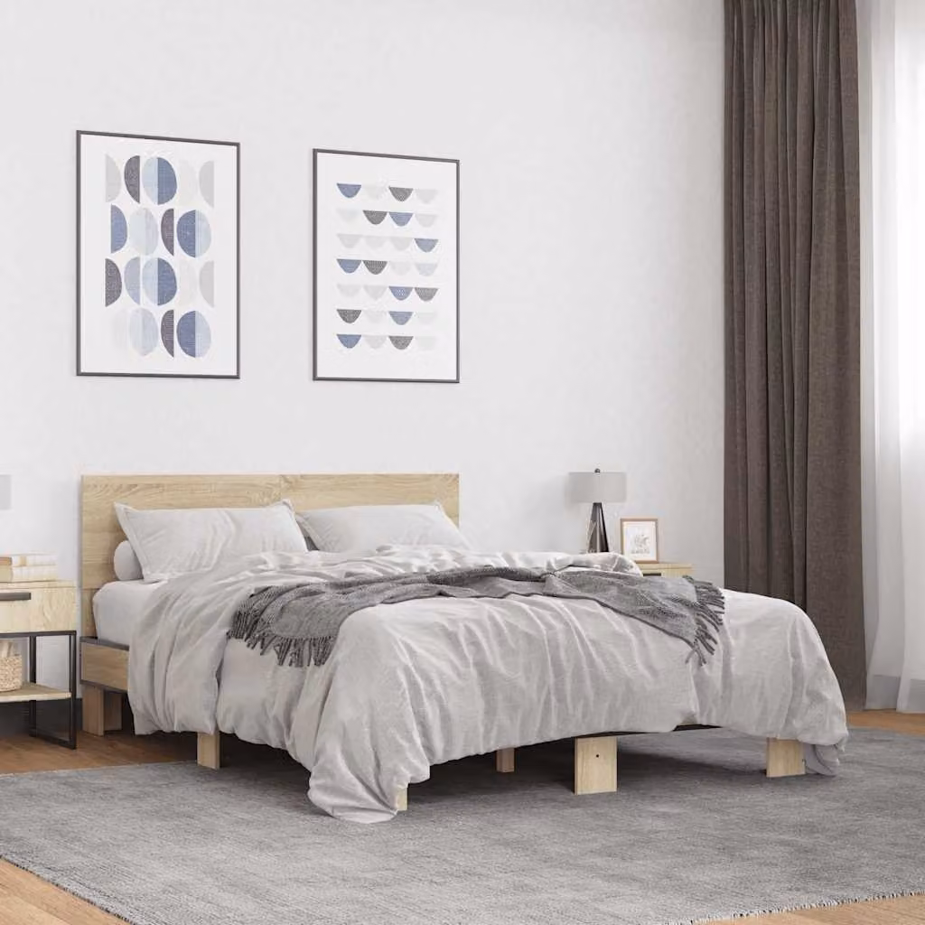 Giroletto vidaXL in Rovere Sonoma e Metallo, L: 138 cm, P: 194,5 cm, H: 81 cm