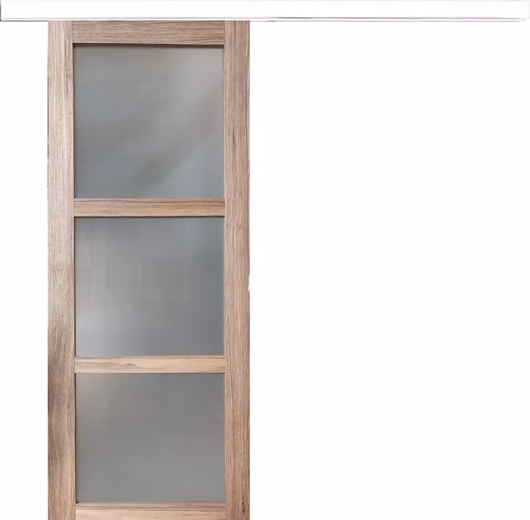 Porta scorrevole Frake con vetro H204 x L83 cm, binario a bandeau bianco Gd Menuserie
