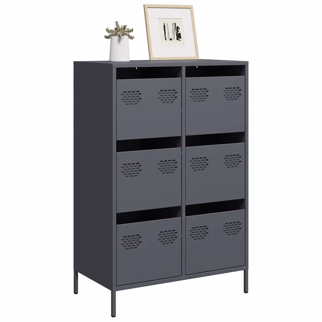 Credenza Buffet Antracite in Metallo con Finitura Opaca L: 68 cm, P: 39 cm, H: 101,5 cm – 2