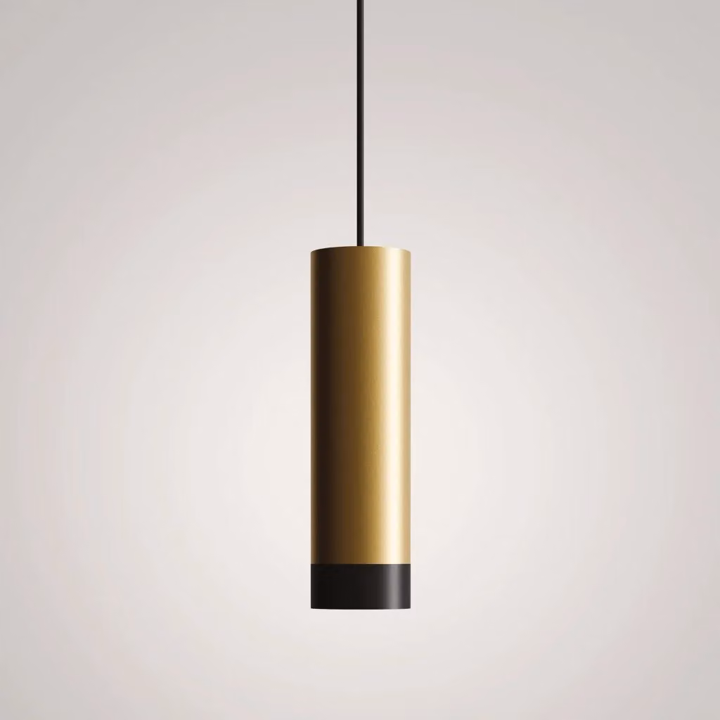 Lampada a sospensione LED Tubotto Zafferano in alluminio anodizzato oro e nero, 8W, 2700K, 625 Lumen, IP40 – 2