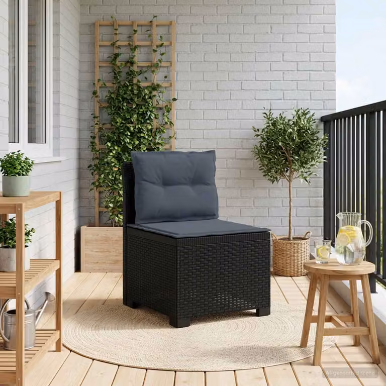 Divano da giardino a 1 posto con cuscini vidaXL in stile rattan moderno, colore antracite/grigio