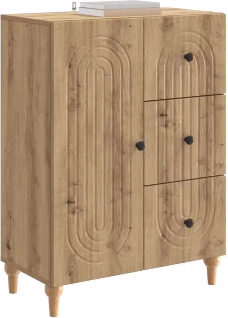 Credenza Buffet in Rovere Artigianale con Cassetto per Soggiorno e Sala da Pranco L: 66 cm, P: 34,5 cm, H: 90 cm
