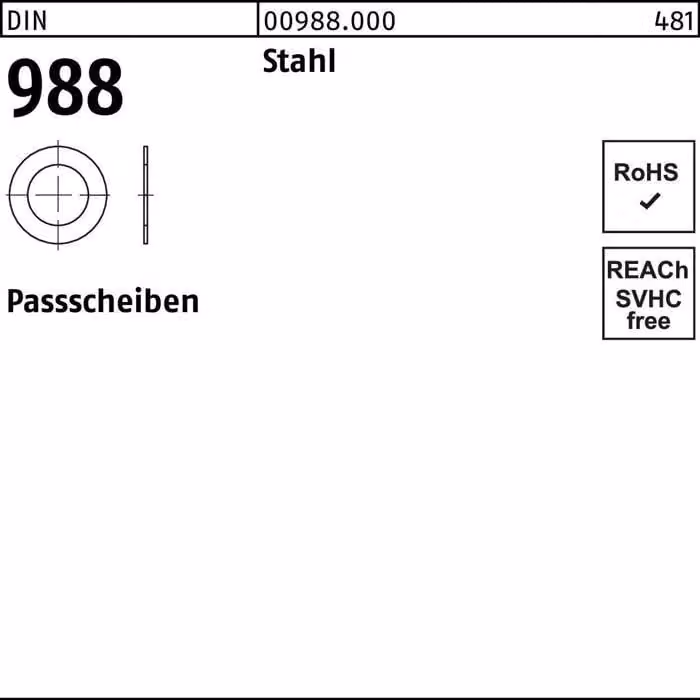 Dischi di spessore Reyher DIN 988 acciaio 22x30x1,5 (100 pezzi)