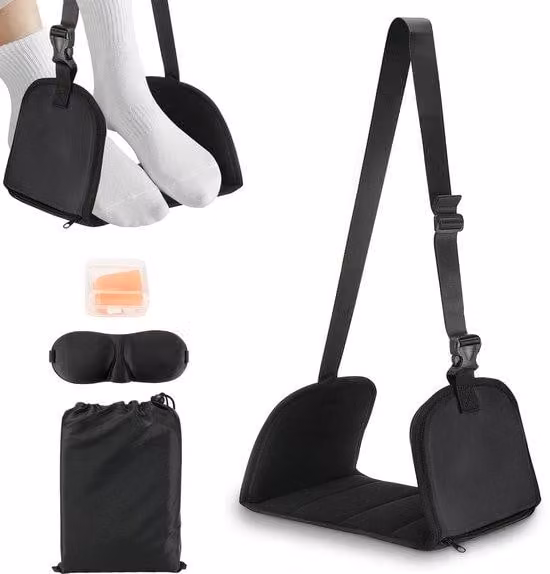 Poggiapiedi da viaggio: questo poggiapiedi di alta qualità in schiuma è dotato di una piastra di supporto rimovibile e di una fodera in tessuto di nylon elastico regolabile, garantendo comfort e praticità durante i lunghi viaggi.