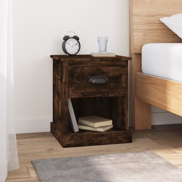 Set di 2 comodini vidaXL in legno multistrato color rovere fumo, L 39 cm x P 39 cm x H 47,5 cm