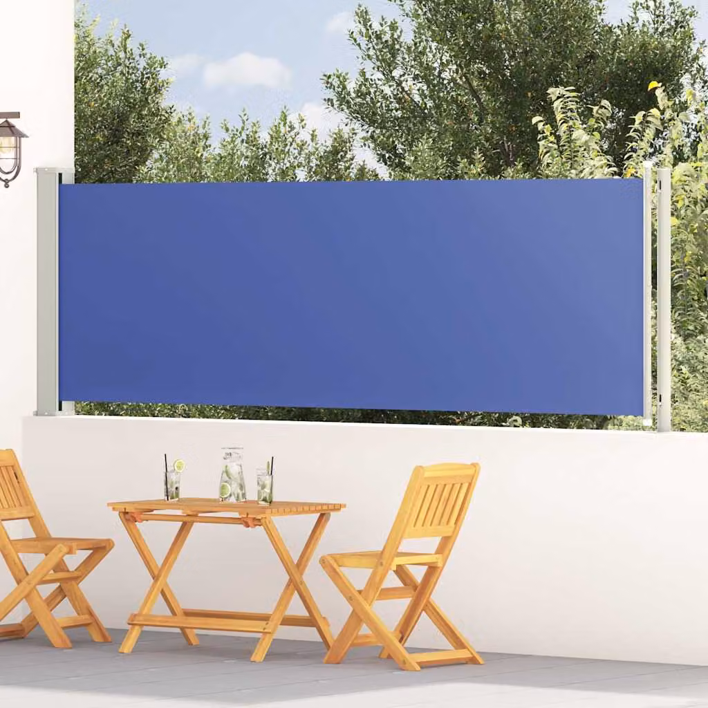 Tenda Laterale Retrattile per Patio vidaXL in Poliestere e Acciaio, Blu, L: 614 cm, H: 117 cm