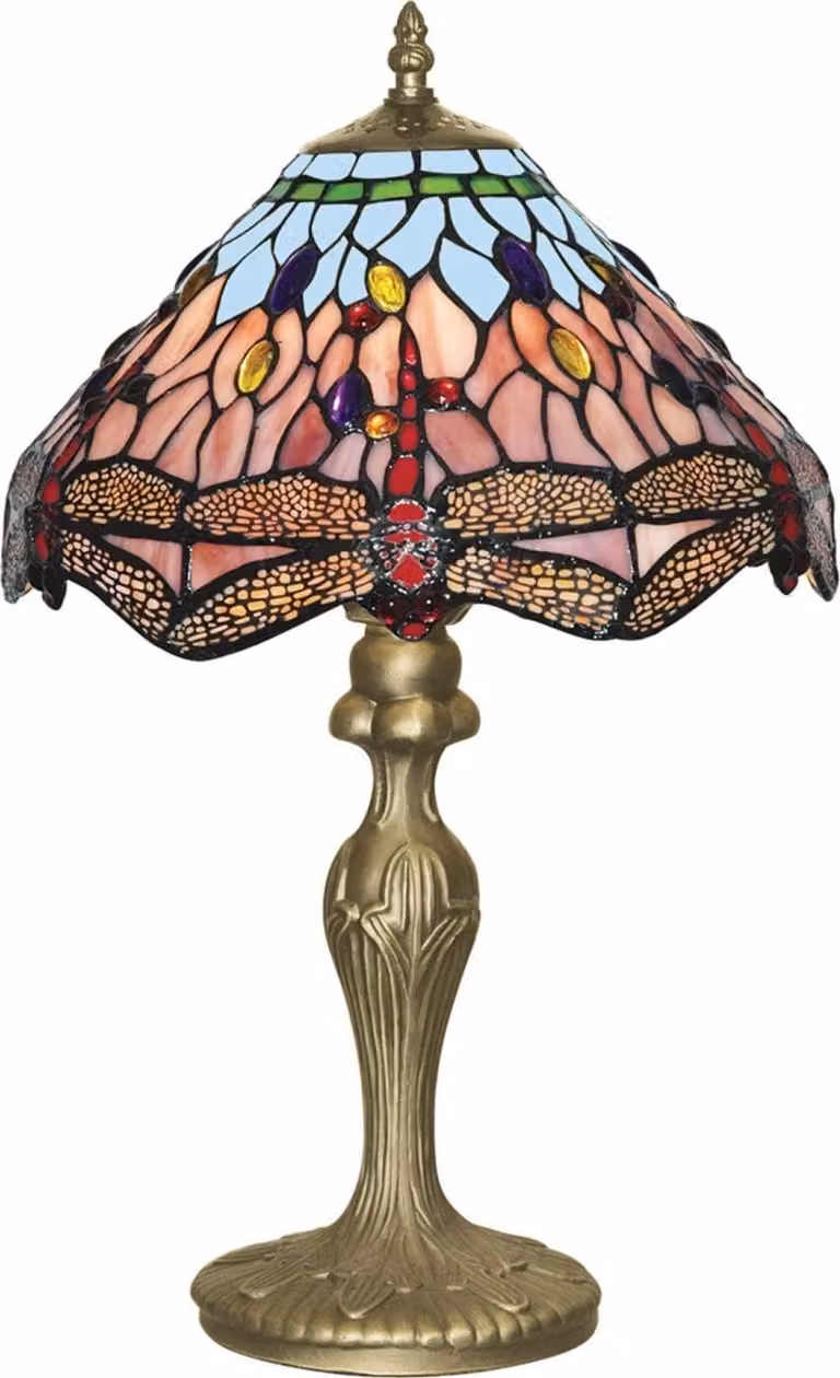 Lampada da tavolo in vetro metallo E27 45 cm in ottone colorato Lampada da tavolo in stile Tiffany