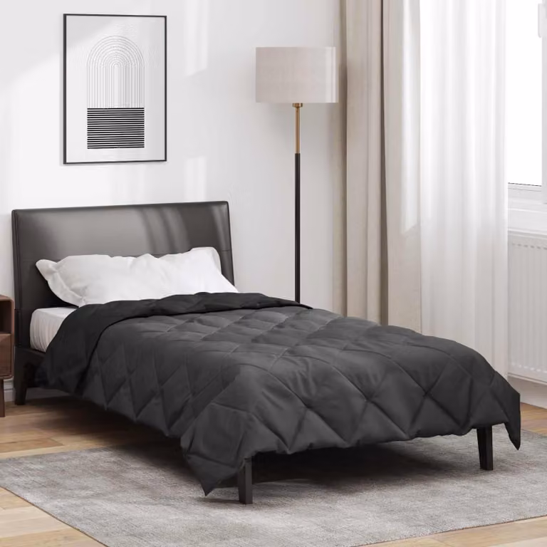 vidaXL Piumone Estivo in Microfibra Traspirante Nero e Antracite L: 220 cm, P: 135 cm