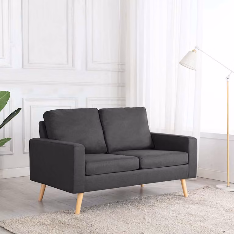 vidaXL Divano a 2 Posti Moderno in Tessuto Grigio con Struttura in Legno Solido